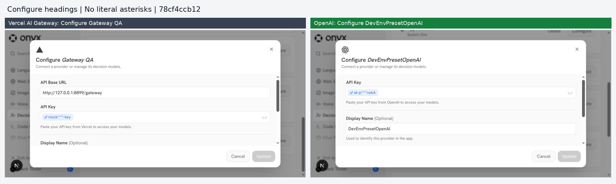 Configure headings